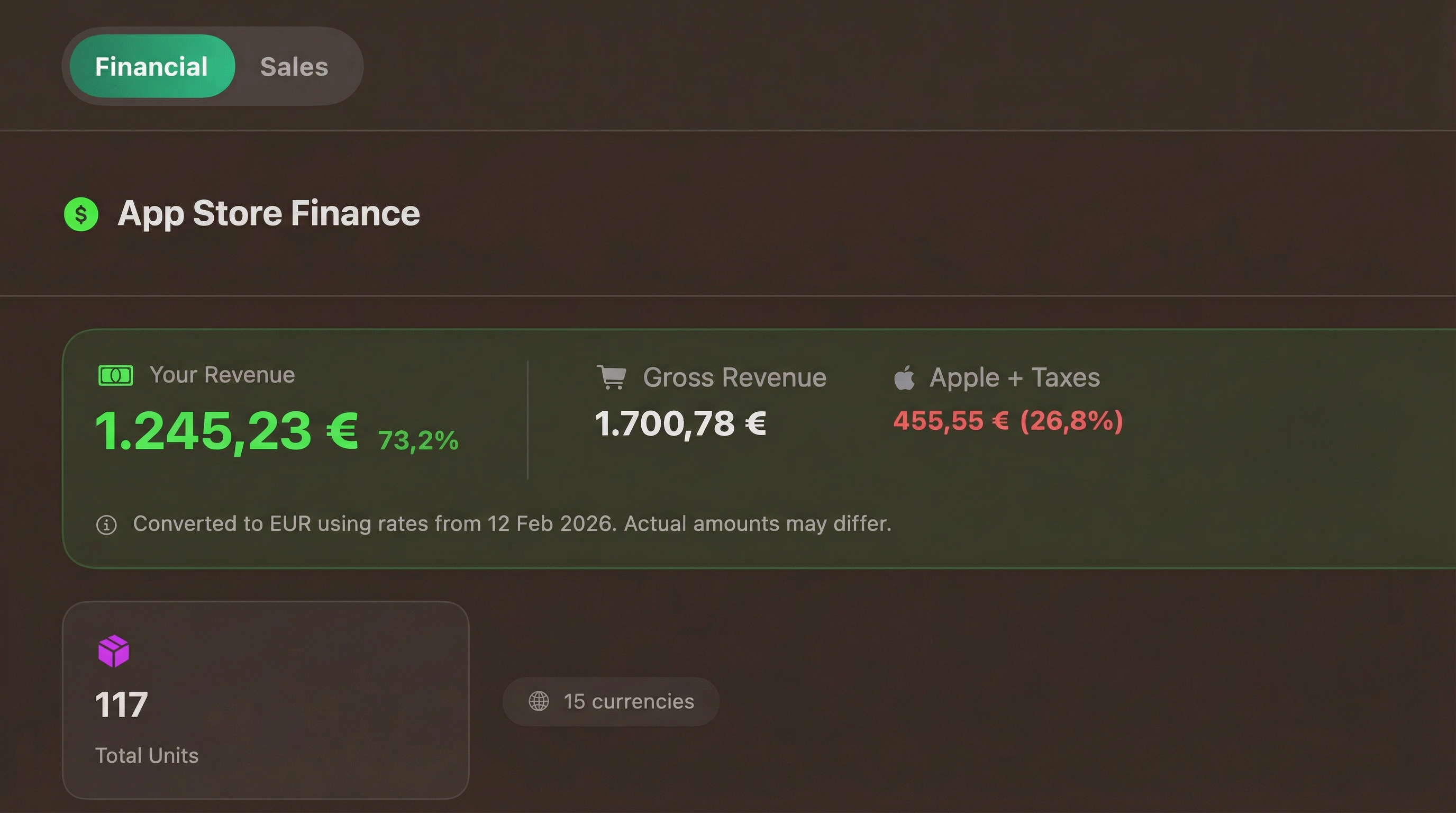 Every sale, every unit, every app.